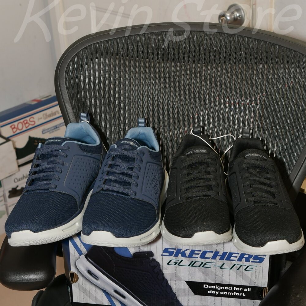 2 Pairs- Blue+Black- Skechers Men's Glide‎ Lite Pacer Shoe. Price for 2.
